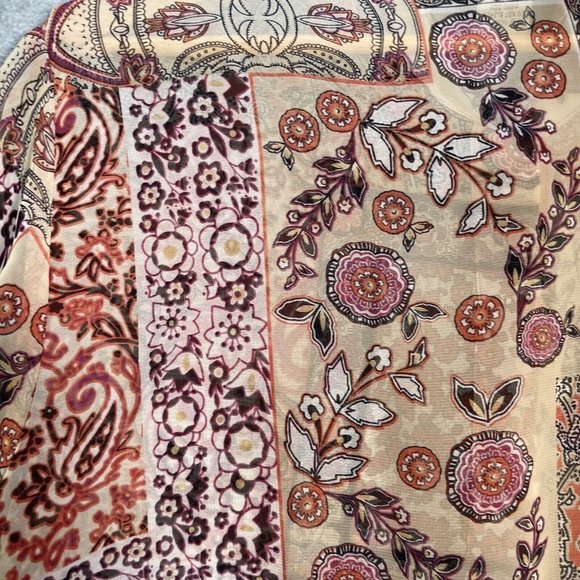 Nicola Blouse Women Medium Pink Black Beige Sheer Boho Button up flowers western - Picture 11 of 11